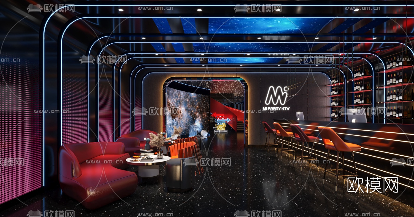 现代KTV大厅前台3d模型