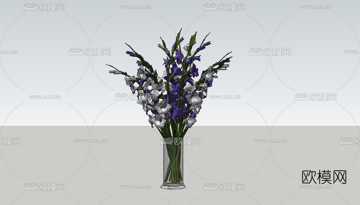 现代花瓶花卉免费su模型下载