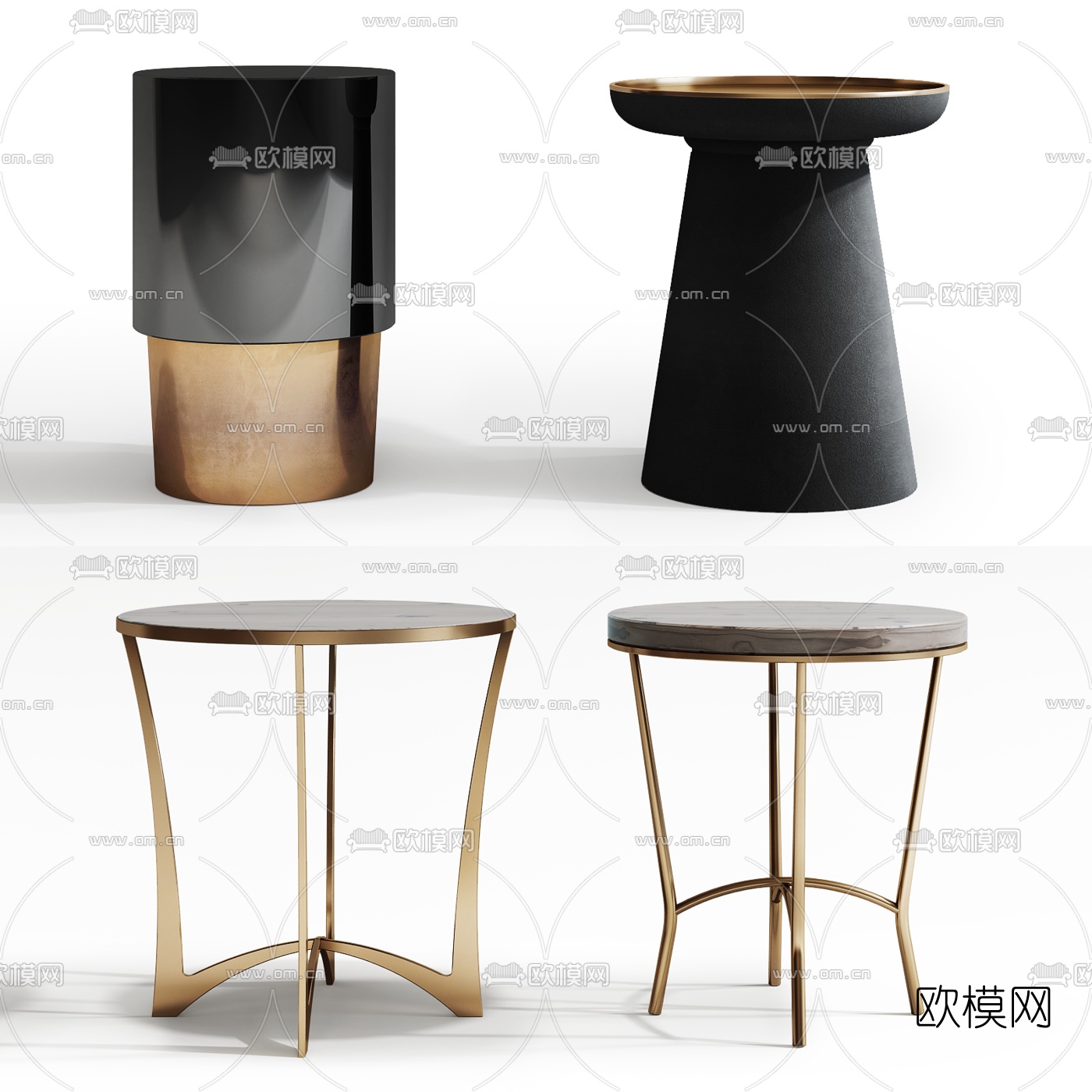 现代金属角几圆几组合3d模型