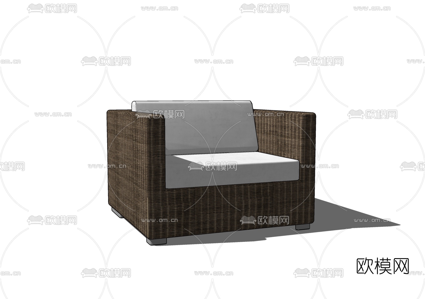 现代藤编户外单人沙发免费su模型下载
