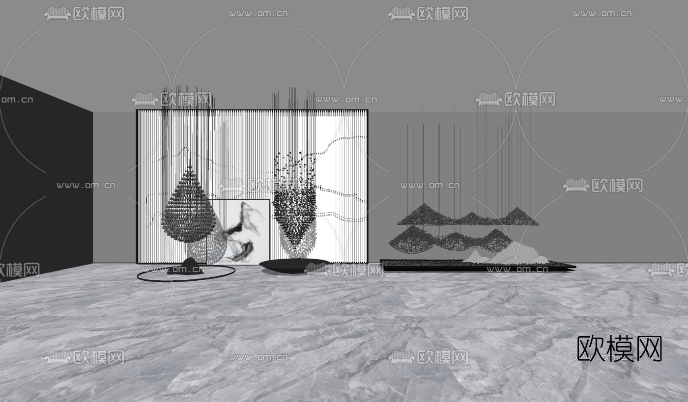 新中式装饰吊灯su模型下载（渲染图2）