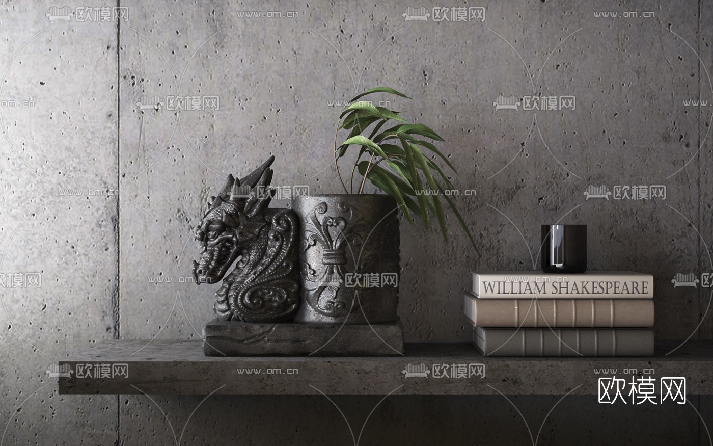 欧式古典龙雕刻花瓶饰品摆件3d模型