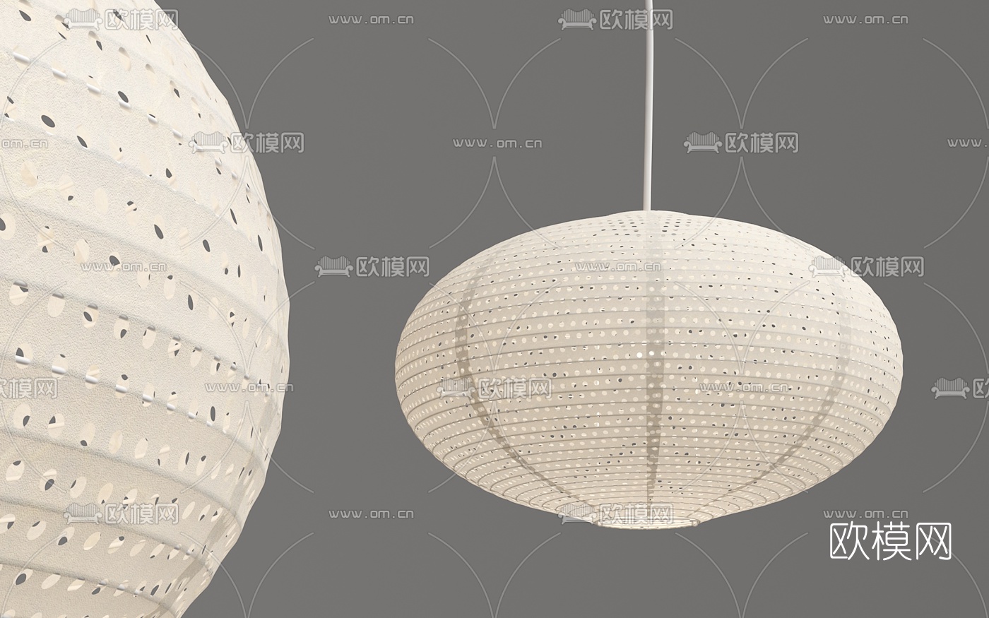 新中式白色灯笼吊灯3d模型下载