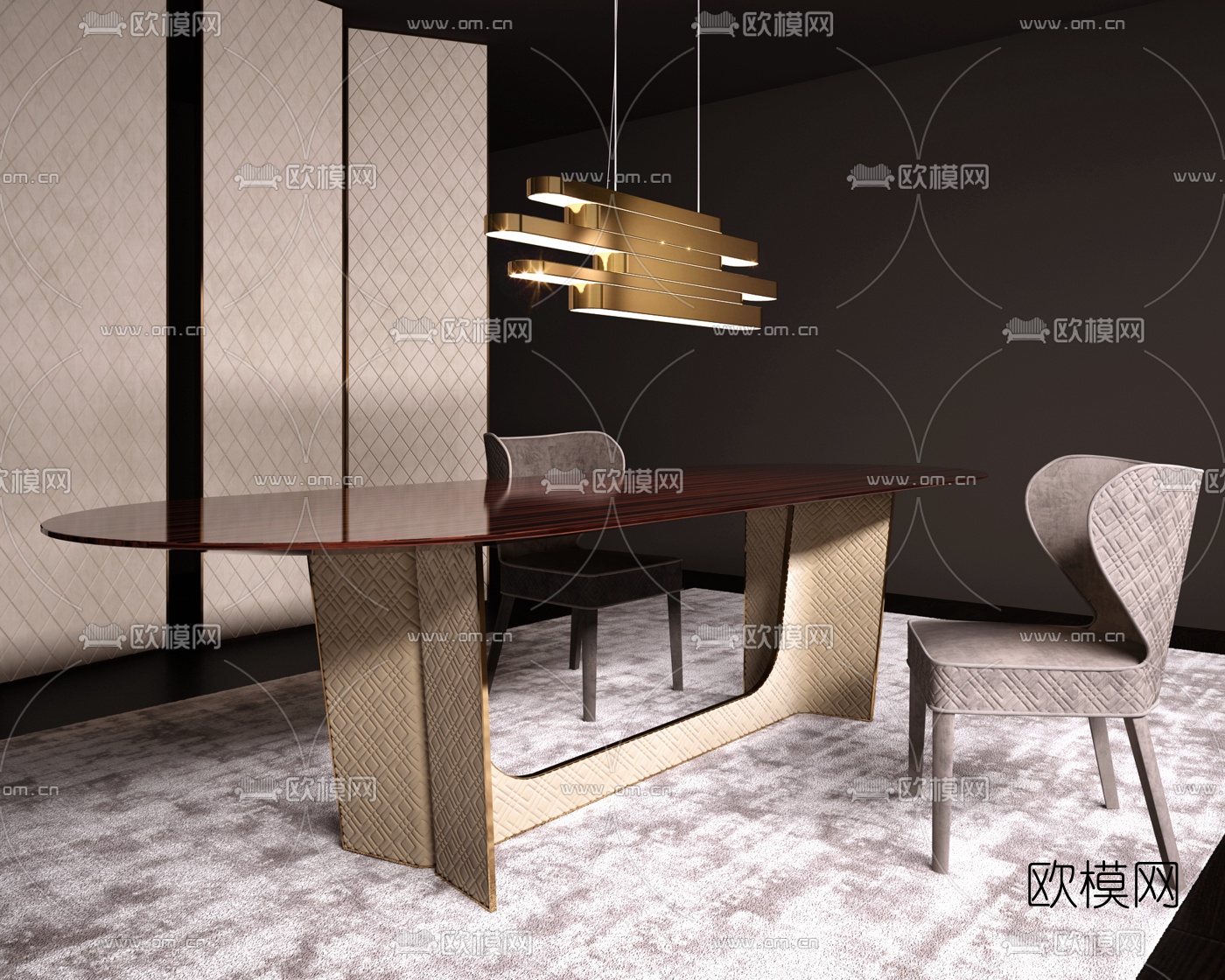 意大利RUGIANO品牌 现代金属餐桌椅3d模型