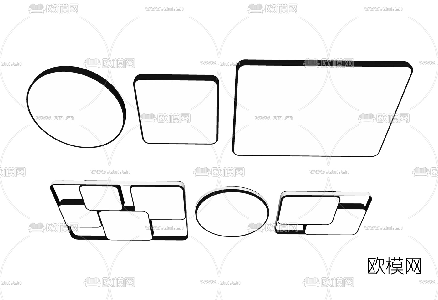现代时尚吸顶灯su模型下载（渲染图2）