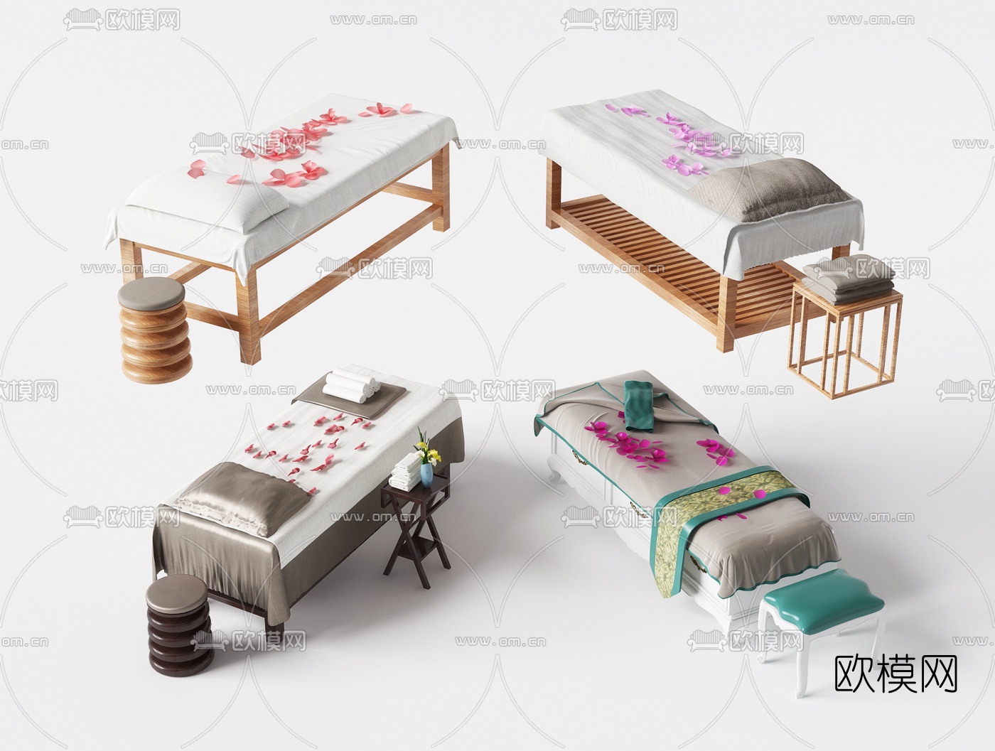 现代SPA按摩床护理床3d模型下载