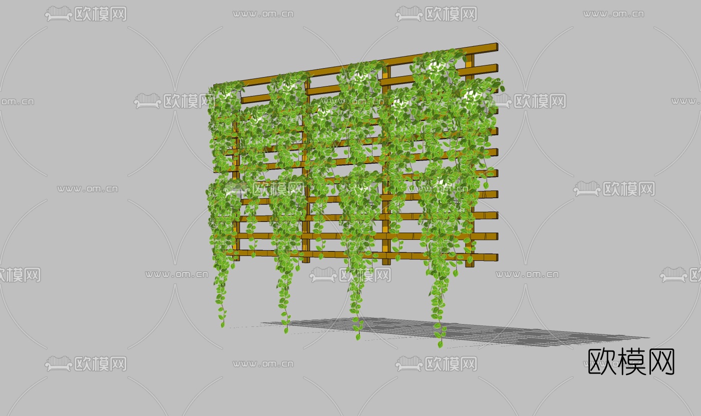现代植物背景墙免费su模型下载