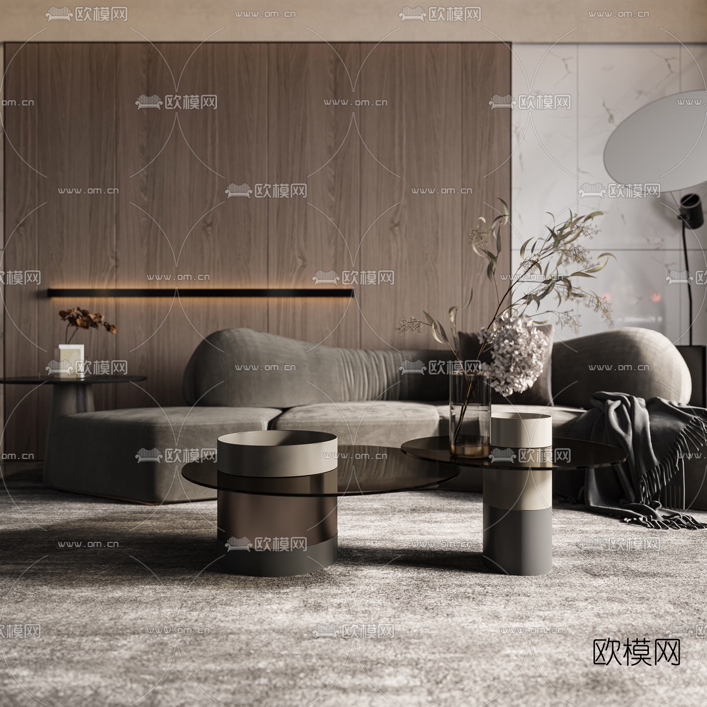 现代客厅餐厅3d模型下载_ID:10133278_3dmax免费模型-欧模网