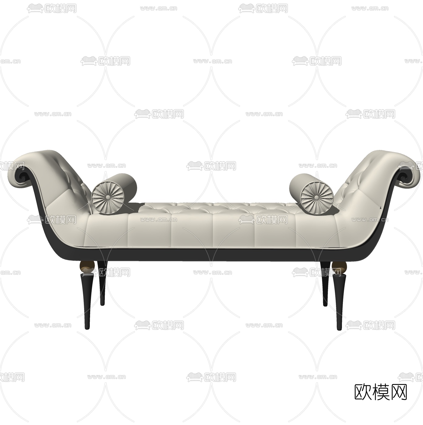 欧式皮革脚踏床尾凳su模型下载