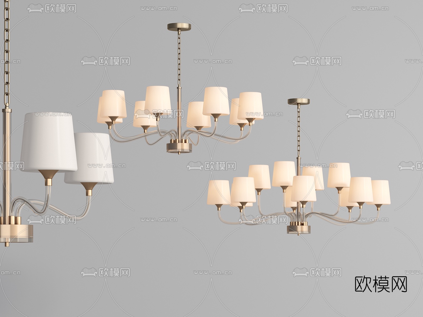 后现代金属多头吊灯3d模型下载