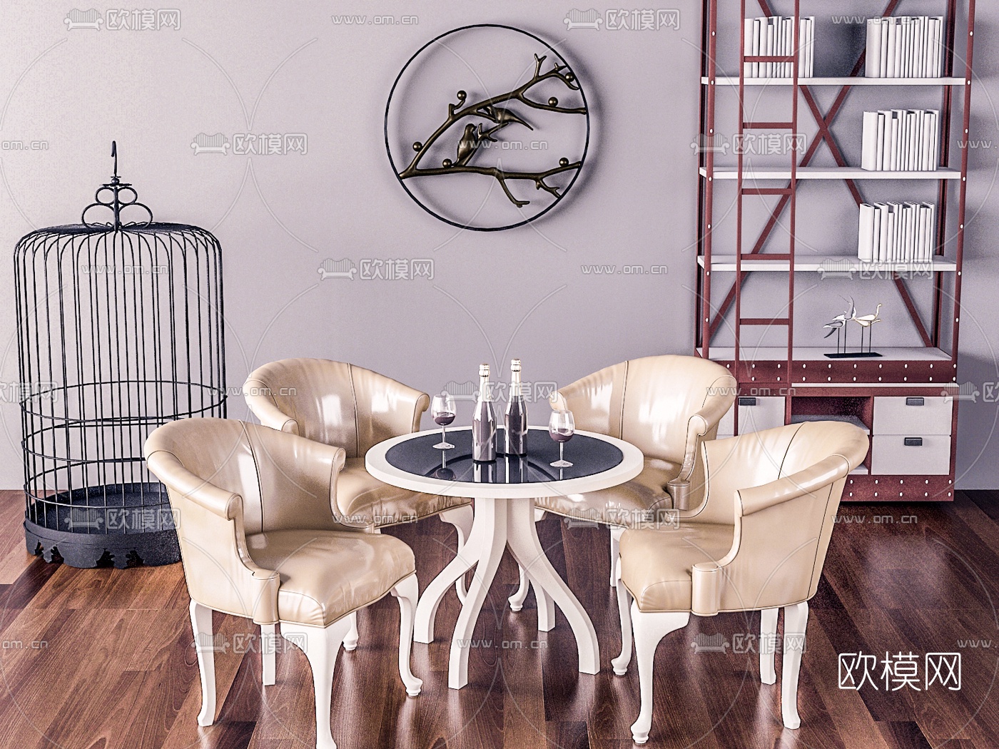 现代轻奢休闲桌椅3d模型下载