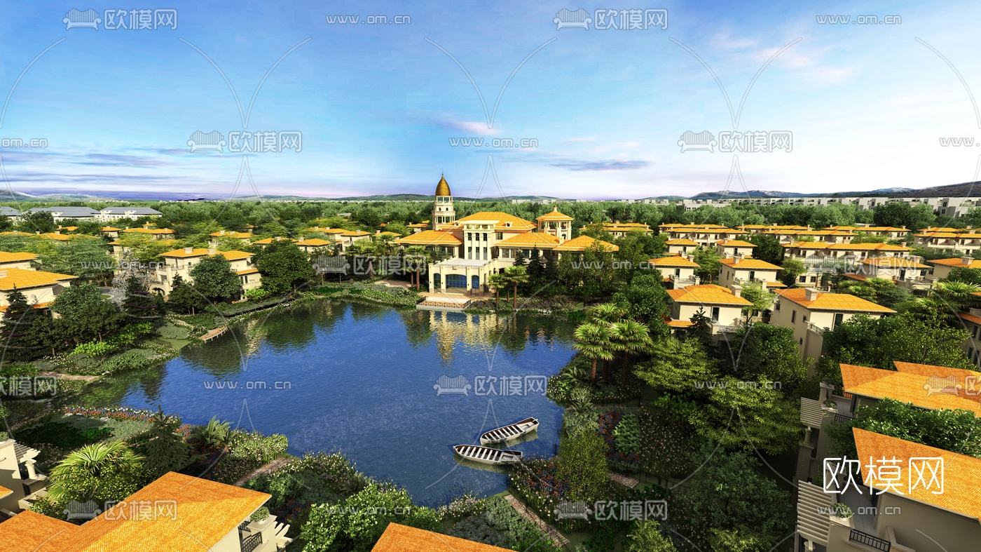 现代别墅小区园林景观3d模型