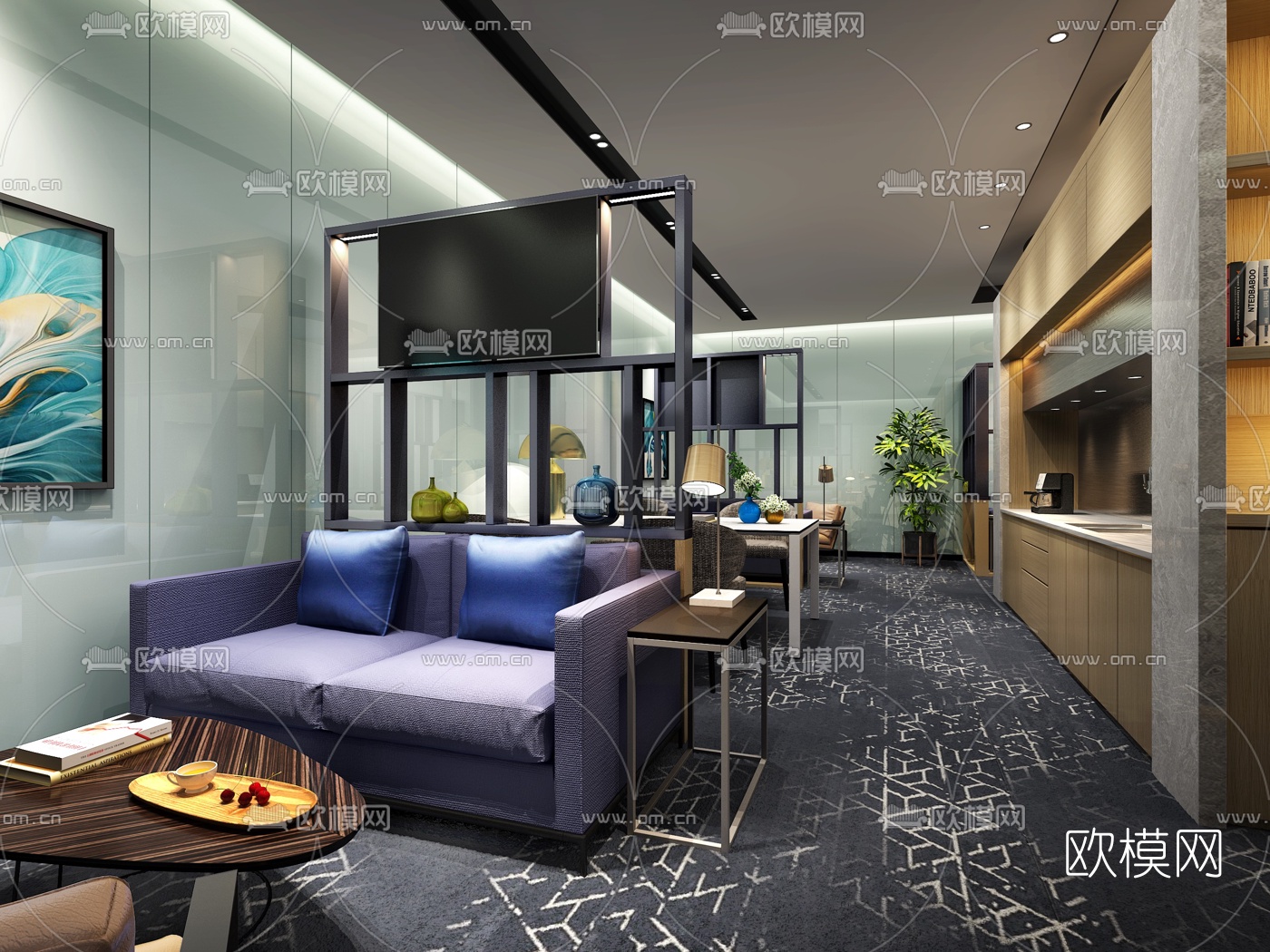 现代豪华机场VIP休息区3D模型