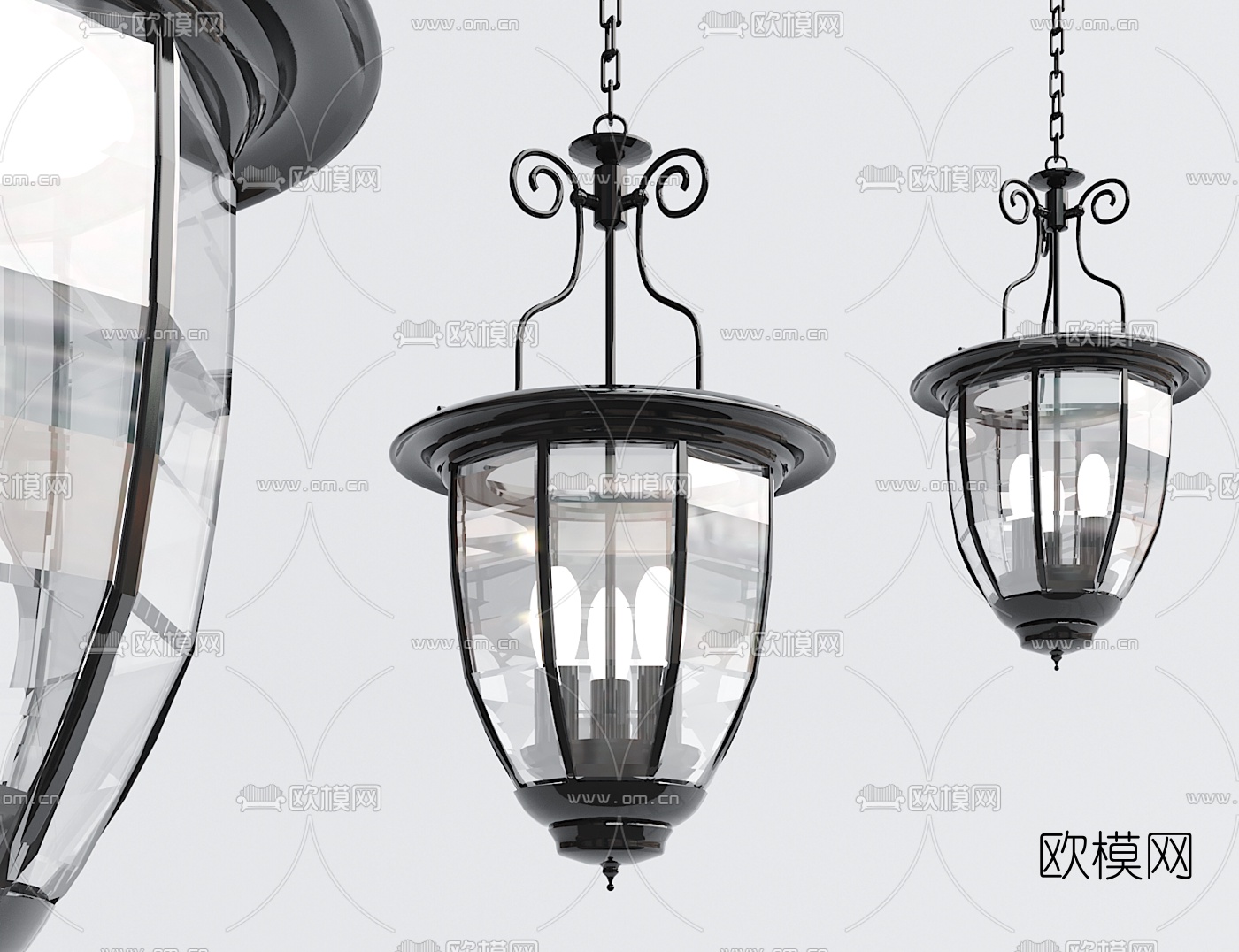 工业风铁艺吊灯3d模型下载