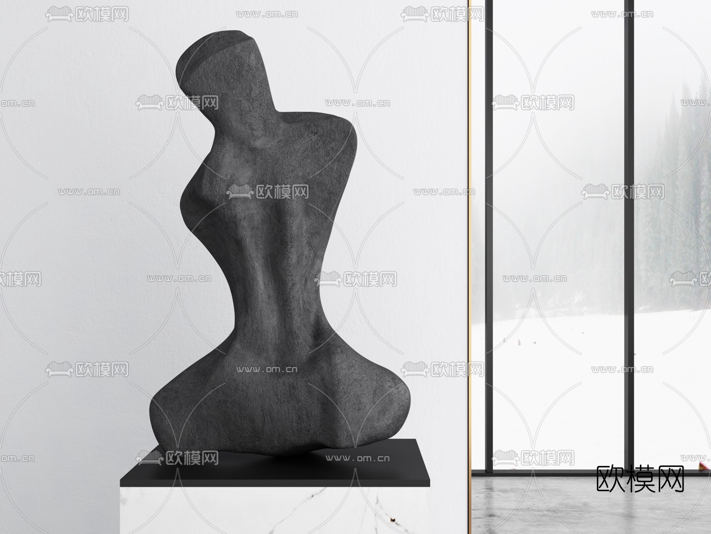现代半人体雕塑摆件3d模型