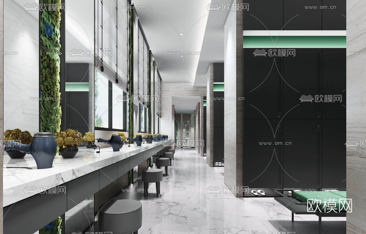 现代公共卫生间3d模型下载（渲染图3）