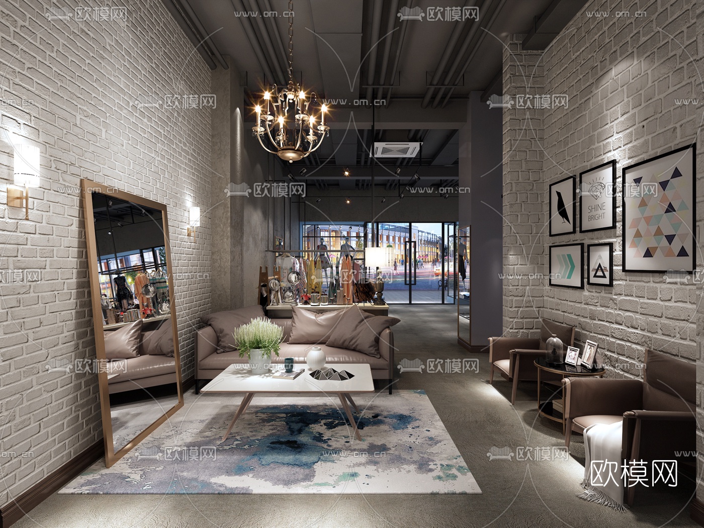 工业风服装店3d模型