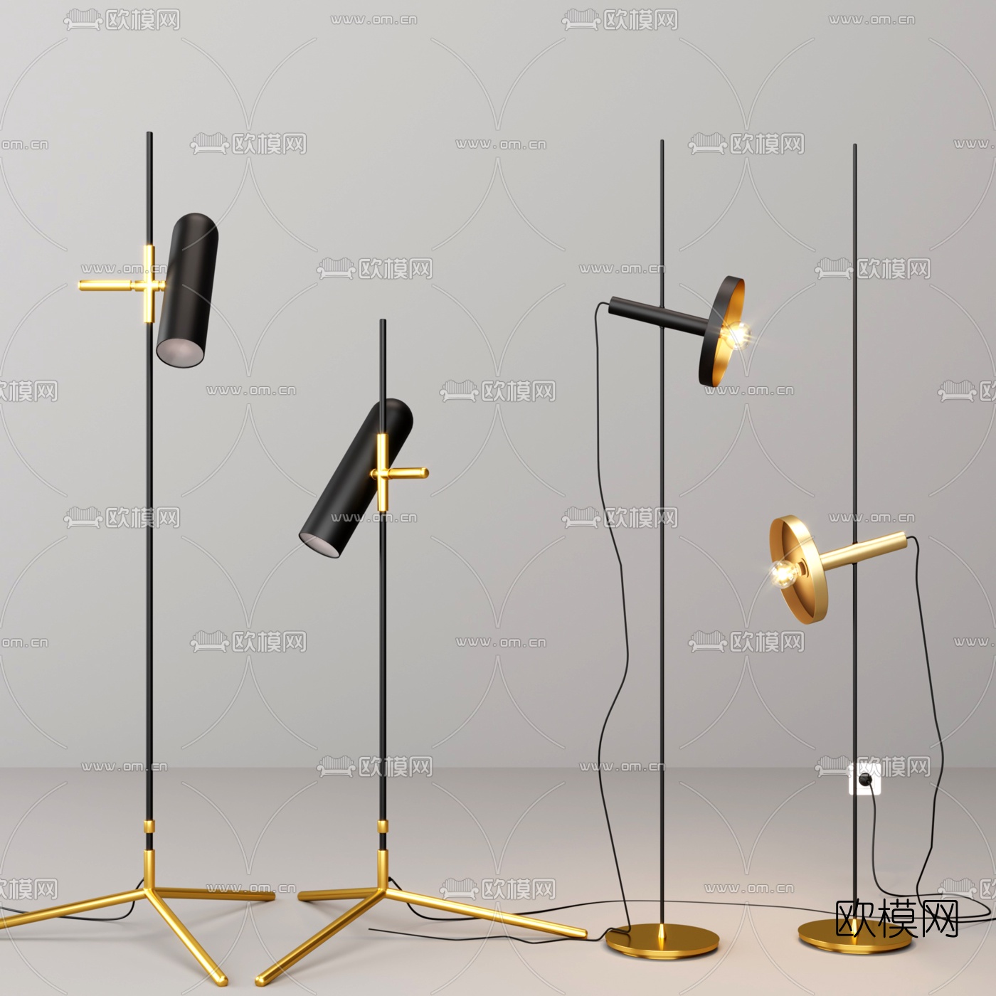 现代金属落地灯3d模型下载（渲染图3）