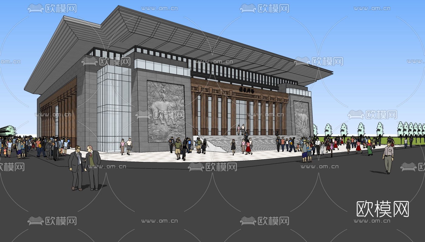 中式剧院su模型下载（渲染图2）