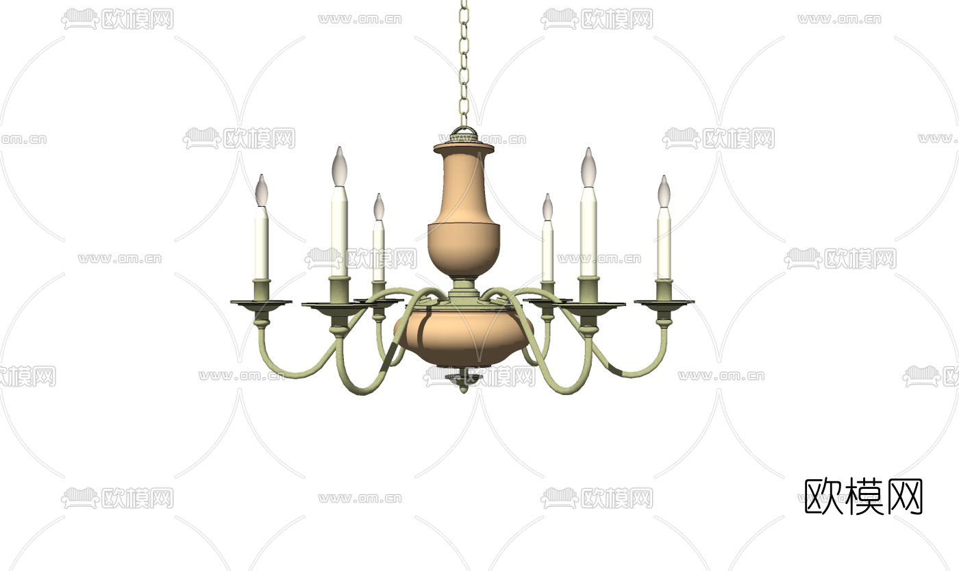 欧式古典金属烛台吊灯免费su模型下载