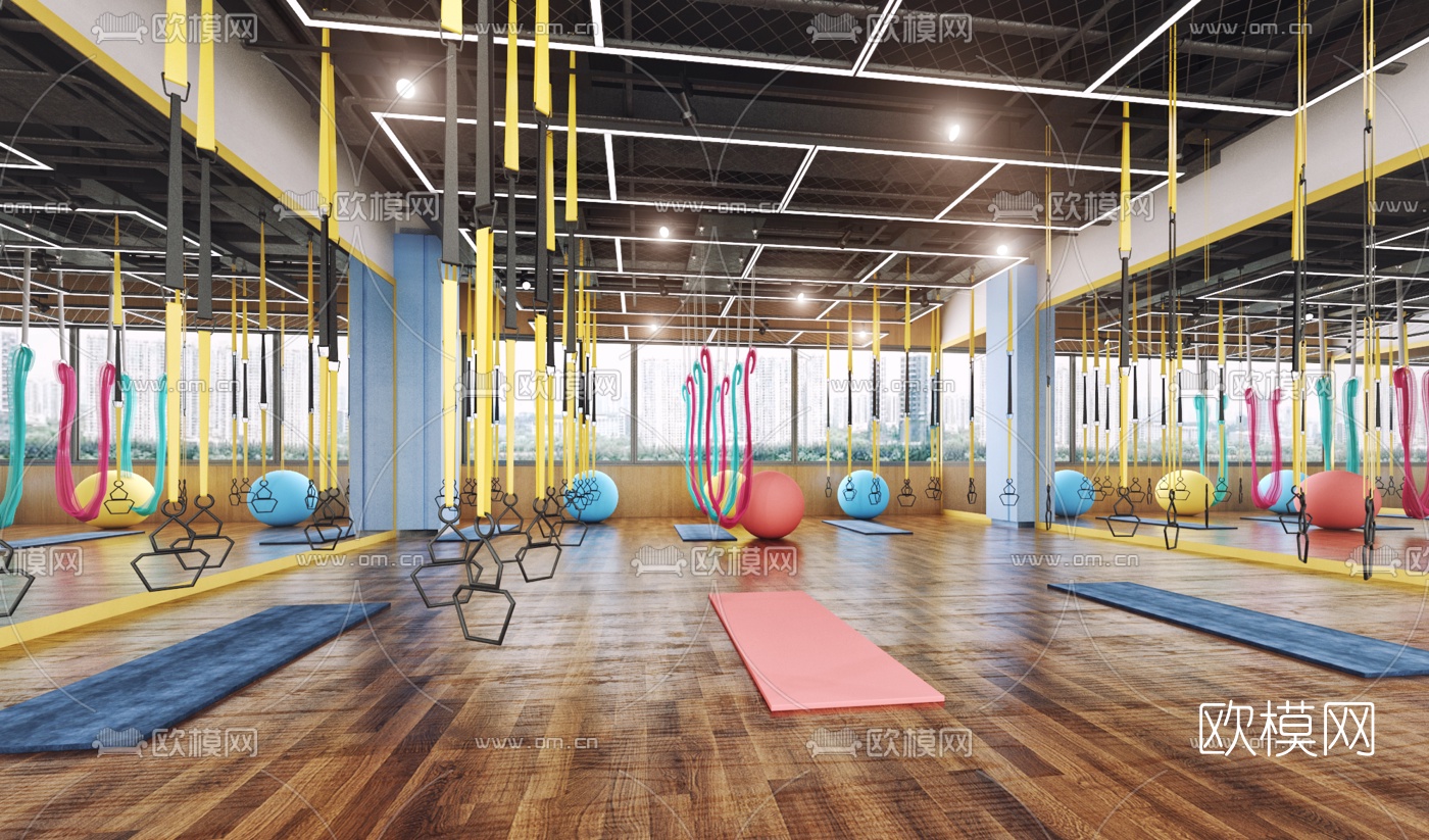 现代瑜伽健身房3d模型下载