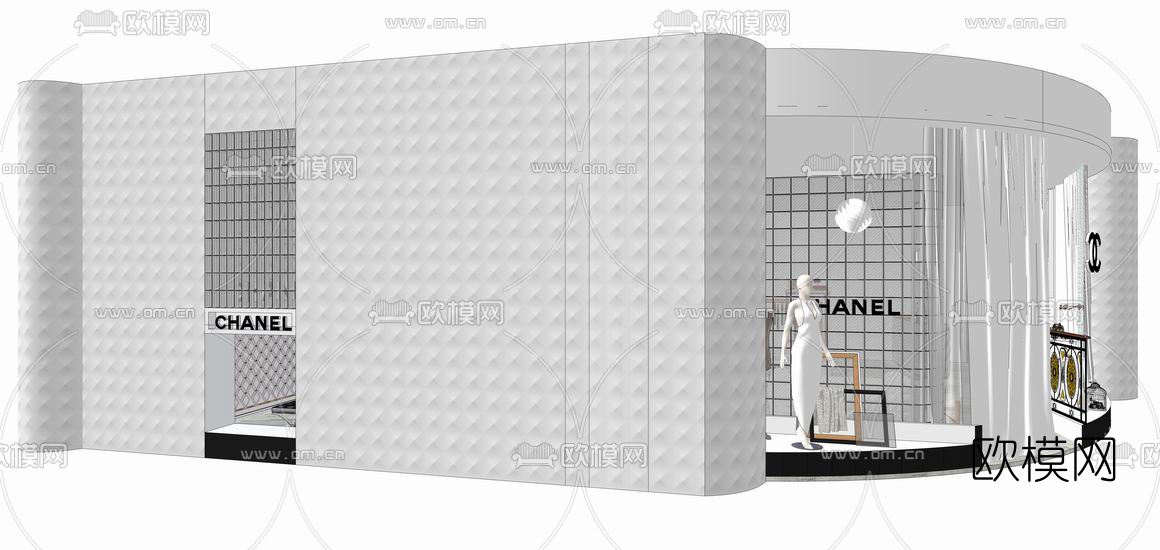 现代服装店su模型下载（渲染图2）