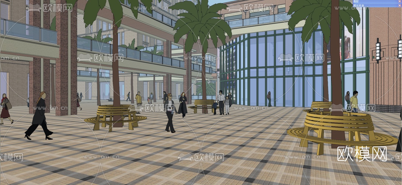 欧式商住综合体su模型下载（渲染图6）