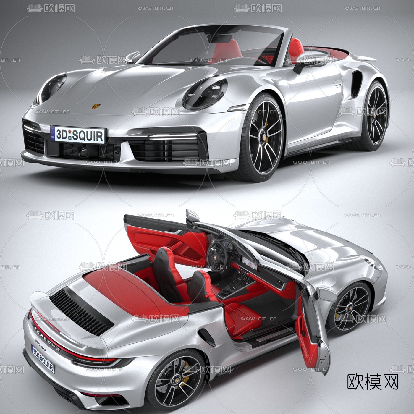 现代保时捷敞篷跑车汽车3d模型