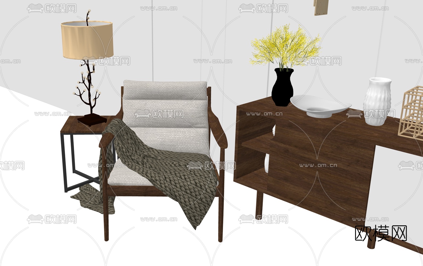 北欧边柜su模型下载（渲染图2）