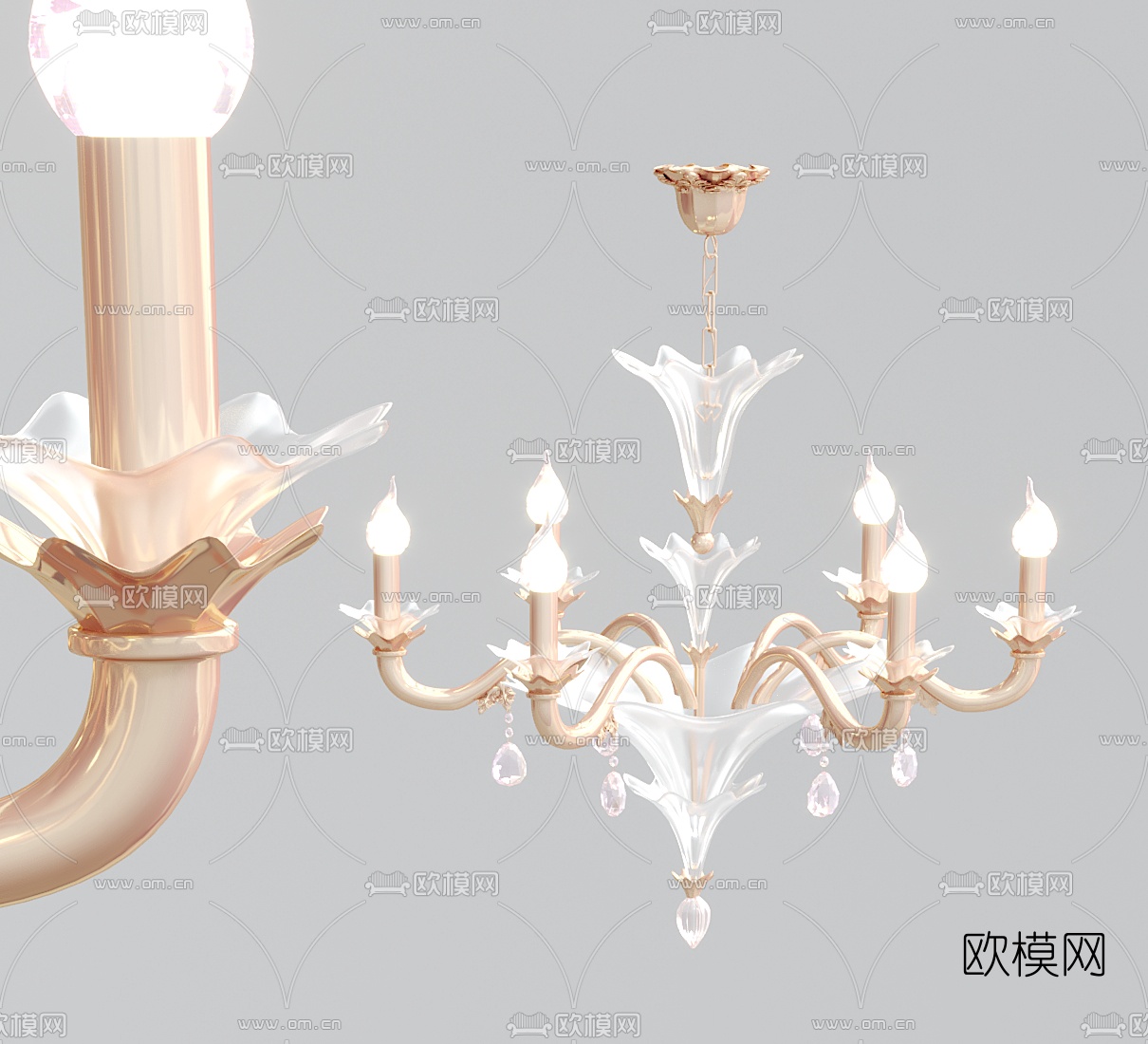 欧式金属烛台吊灯3d模型下载