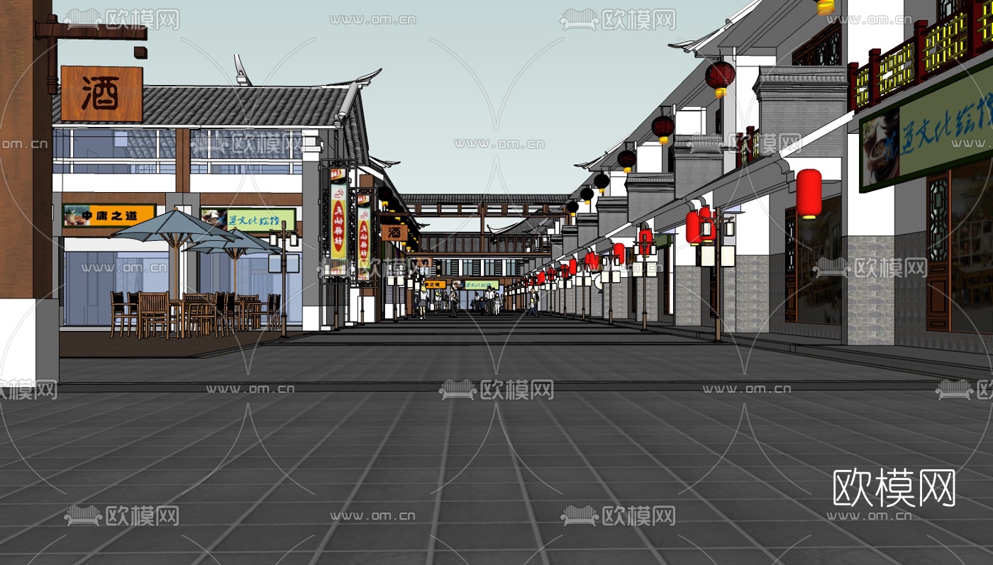 中式民俗古镇su模型下载（渲染图4）