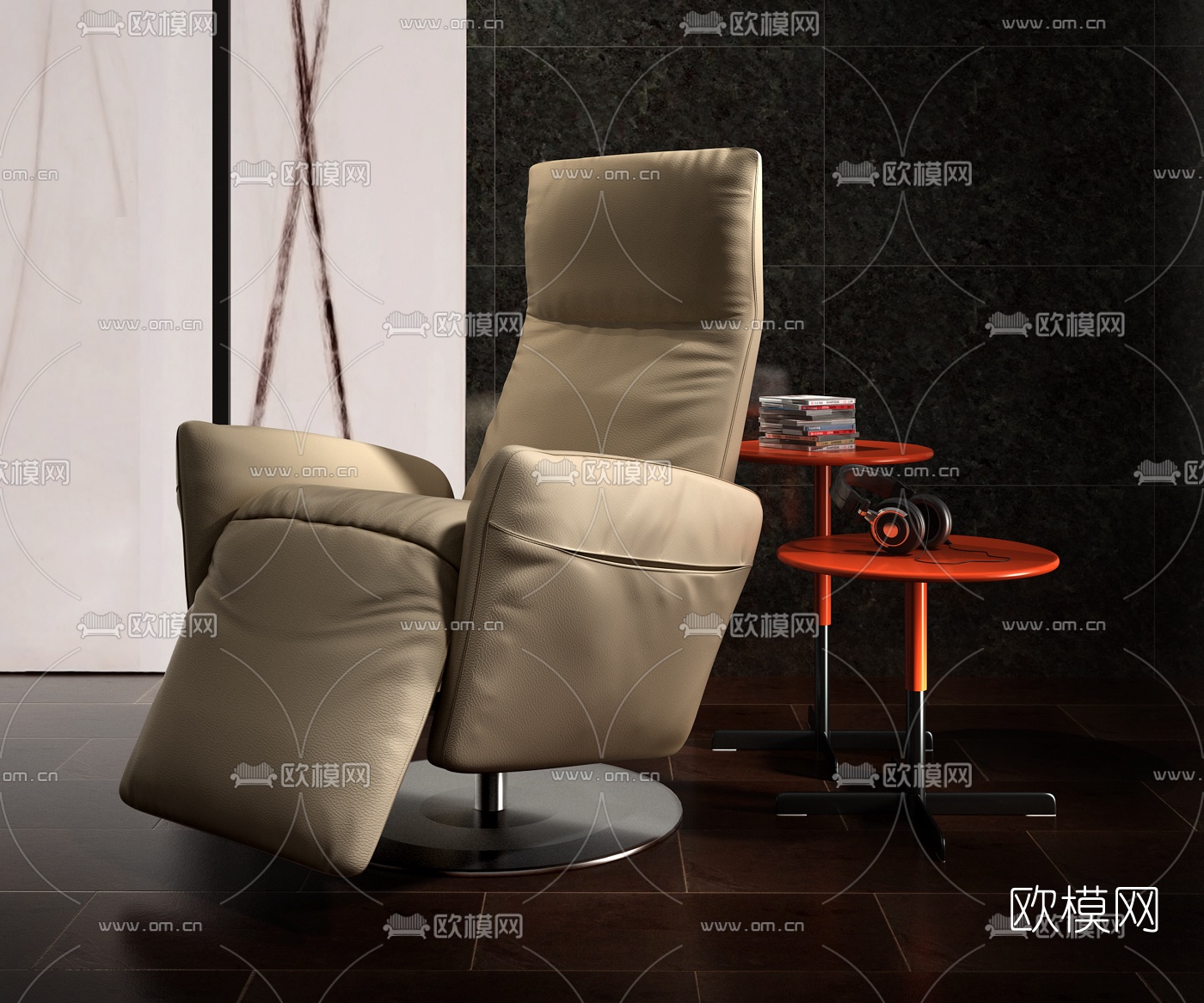 意大利Poltrona Frau品牌 现代旋转按摩单人沙发3D模型下载