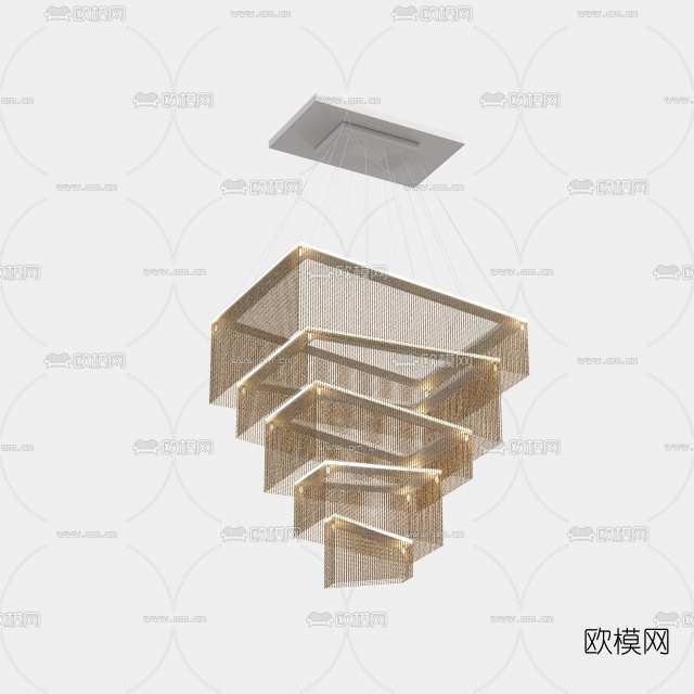 现代金属吊灯3D模型