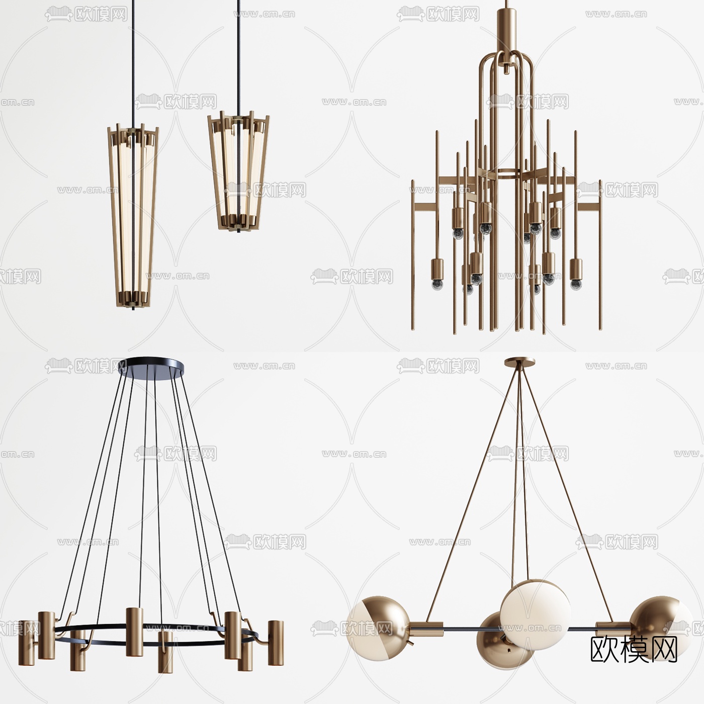 现代轻奢吊灯组合3d模型下载