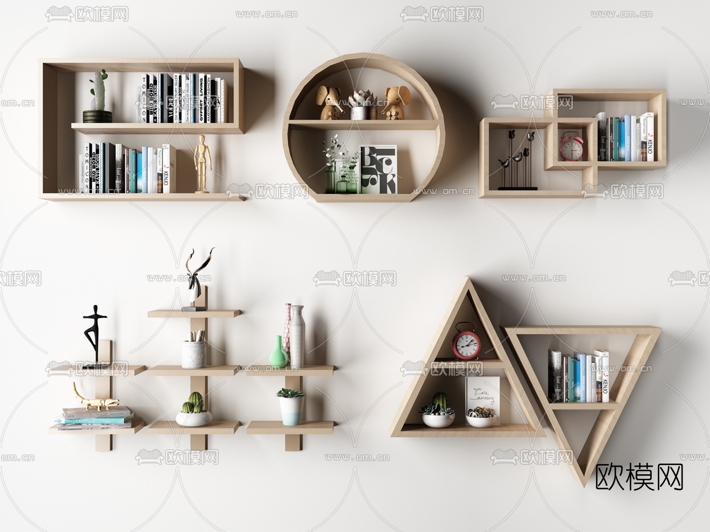 现代实木壁柜3d模型下载