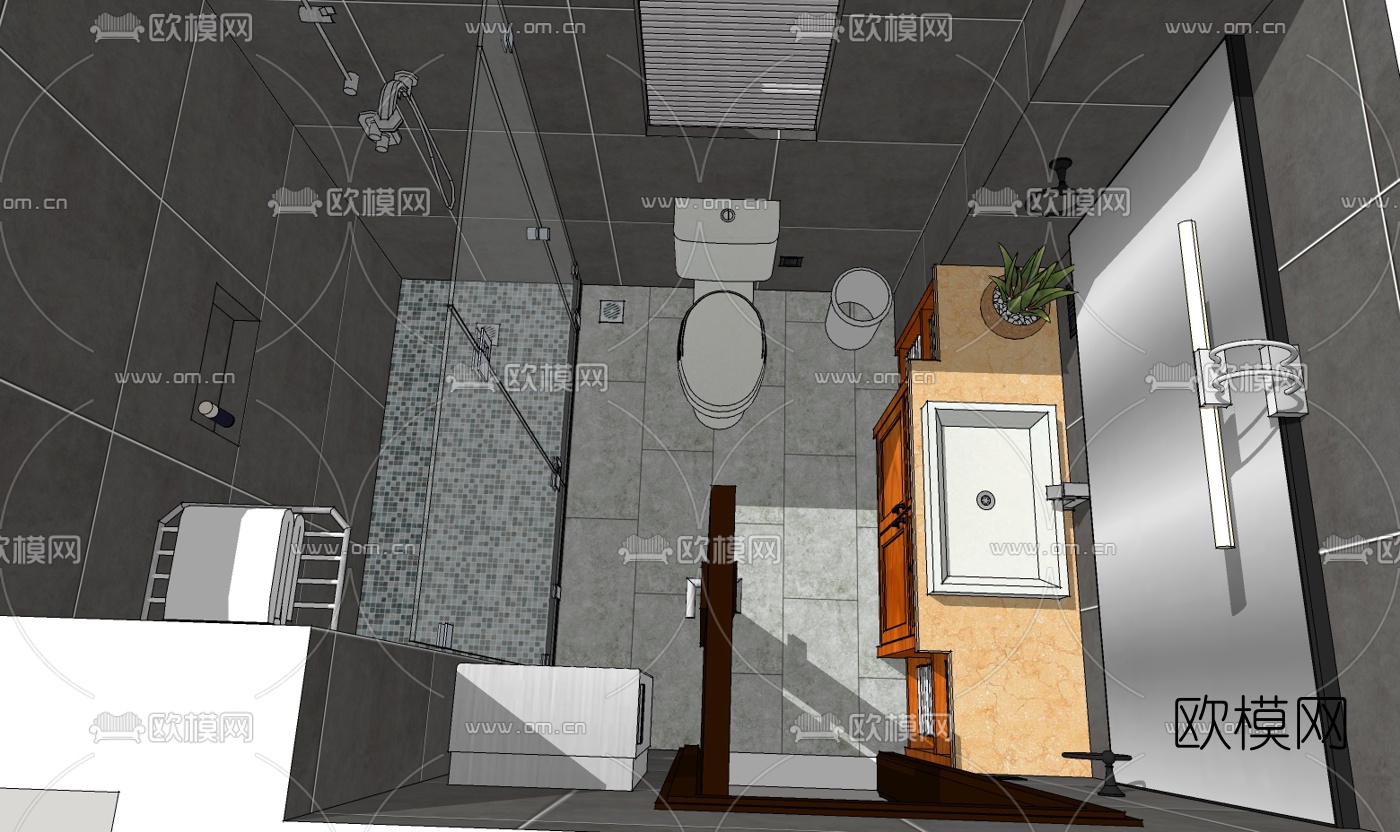 现代卫浴免费su模型下载（渲染图1）