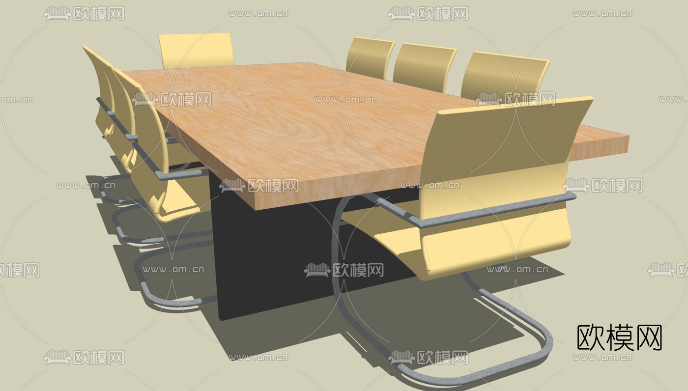 现代会议桌椅组合免费su模型下载（渲染图3）