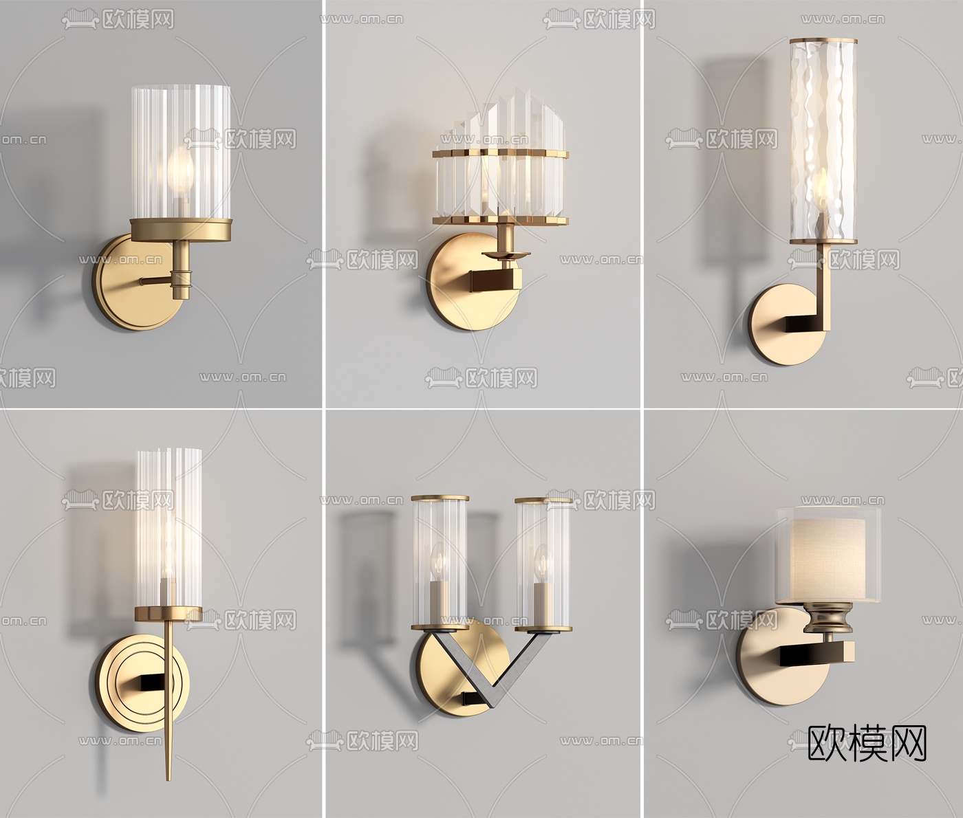 现代轻奢壁灯3d模型下载（渲染图1）
