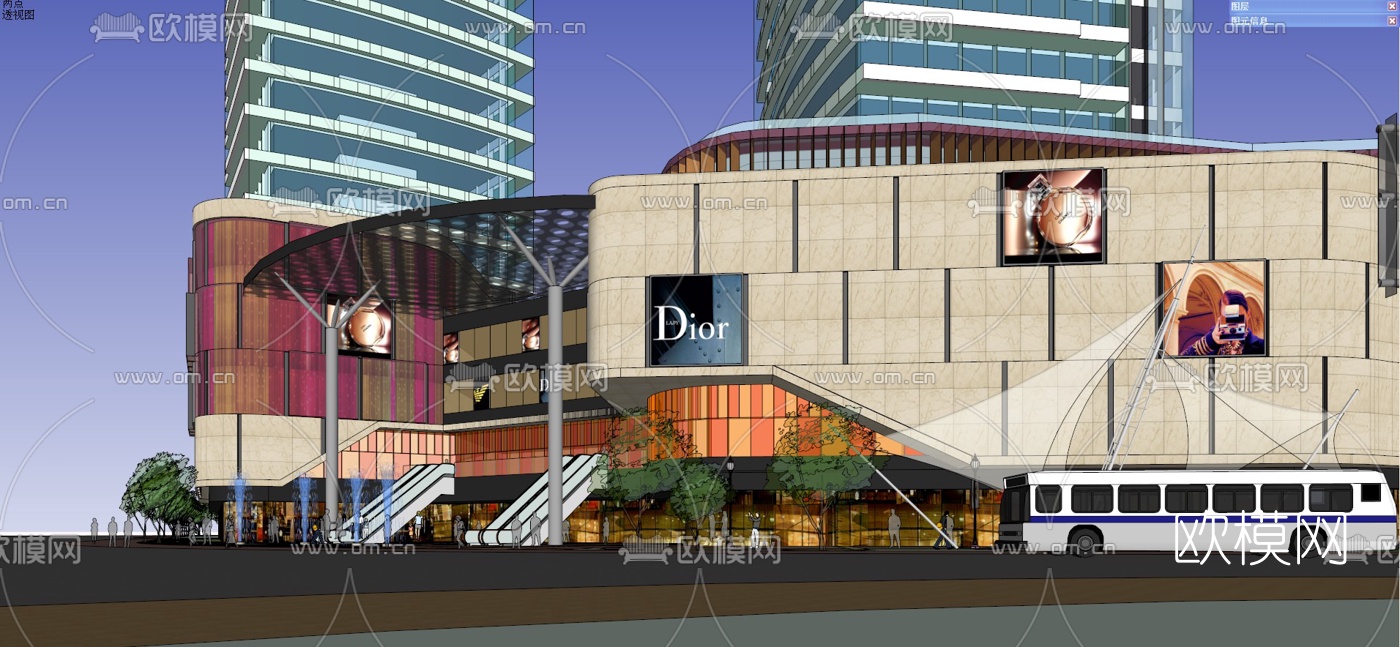 现代商业街规划su模型下载（渲染图6）