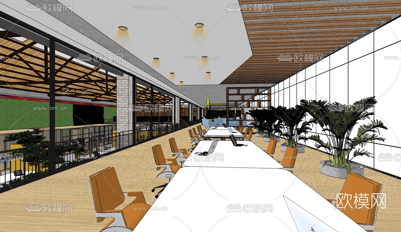 工业风办公区免费su模型下载（渲染图5）