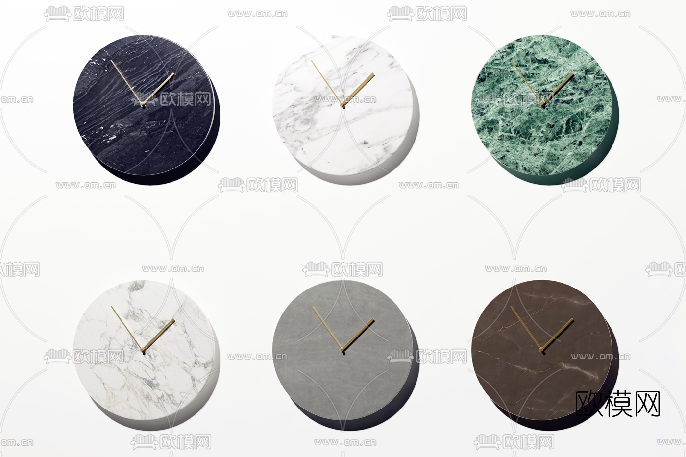 现代大理石挂钟3d模型下载（渲染图2）
