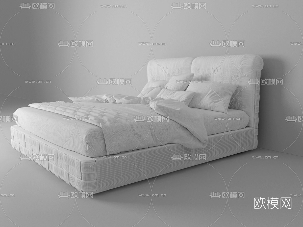 现代双人床3d模型