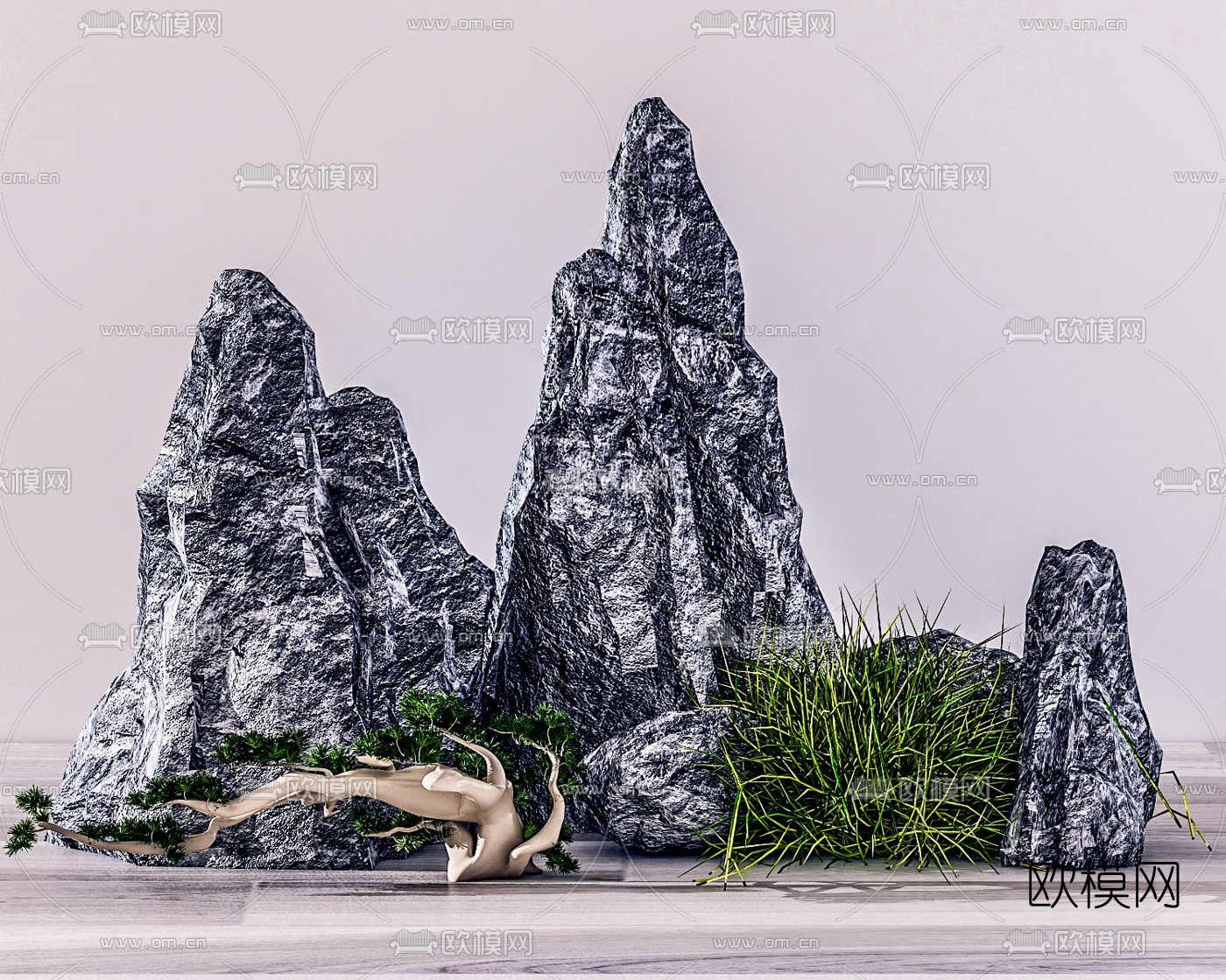 现代假山石3d模型下载