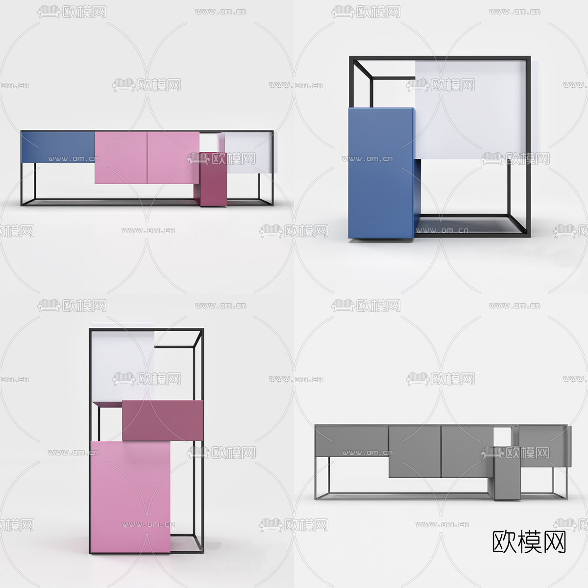 现代装饰柜3d模型下载