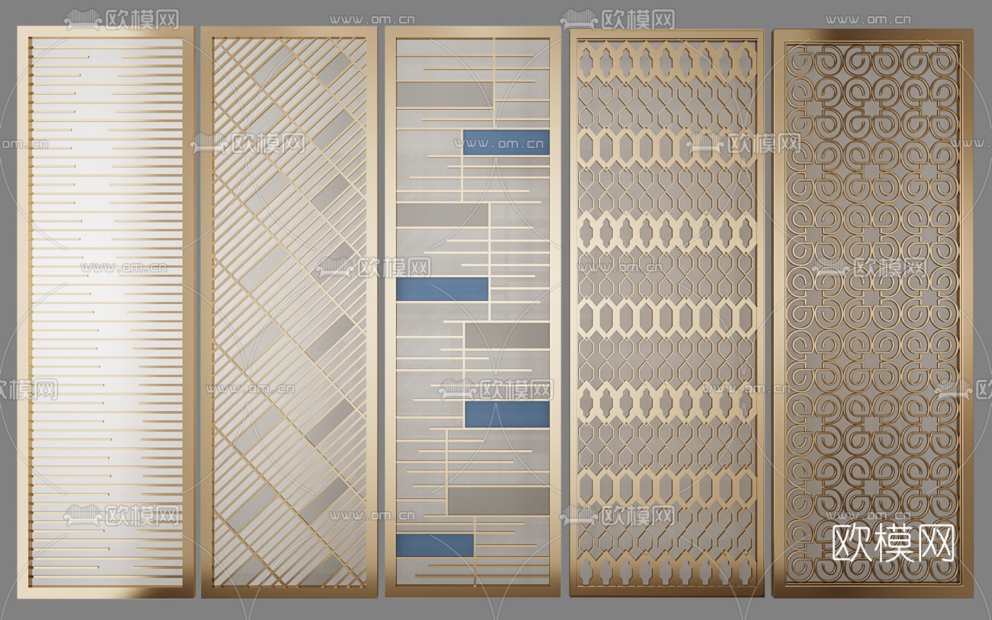 现代金属屏风隔断3d模型