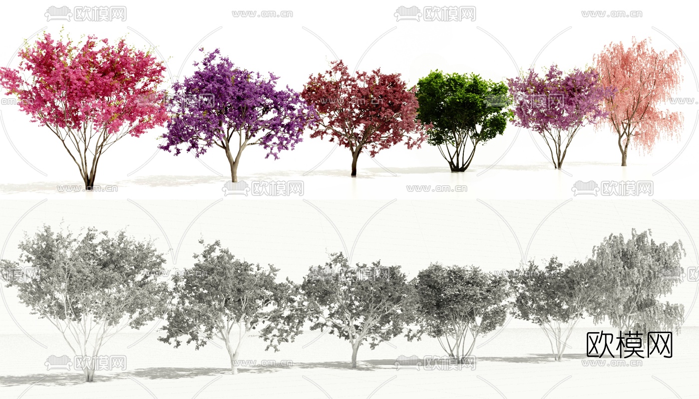 现代景观树3d模型下载（渲染图1）