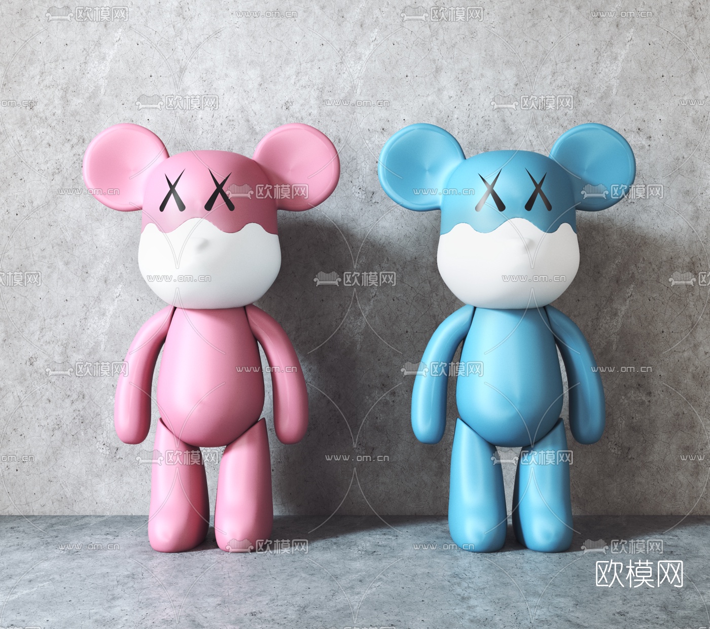 现代潮玩暴力熊公仔玩具3d模型