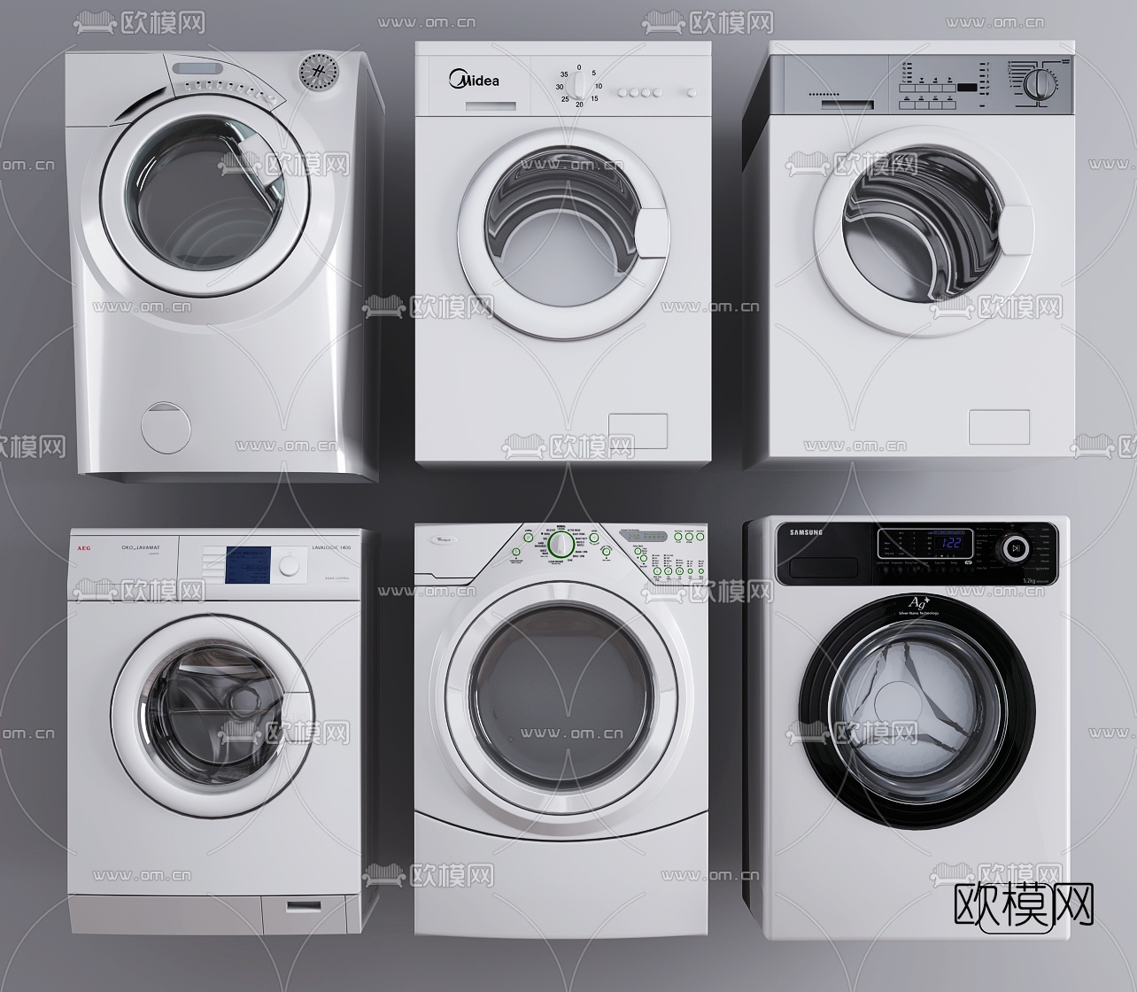 现代滚筒洗衣机3d模型下载