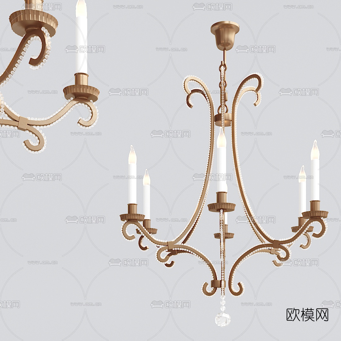 欧式轻奢水晶吊灯3d模型下载