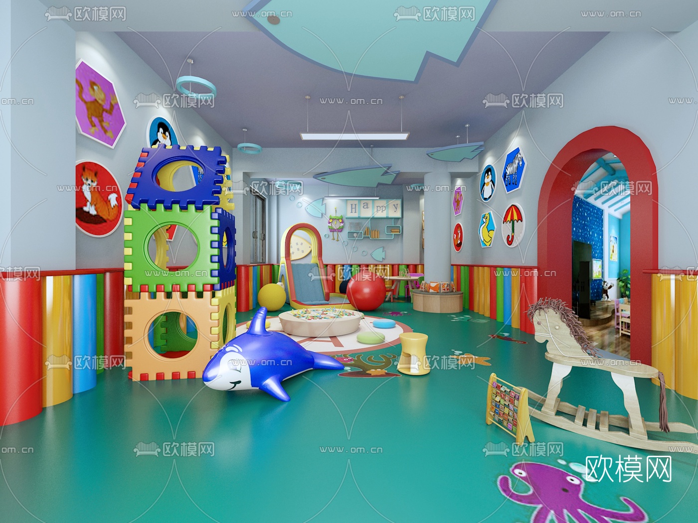 现代幼儿园活动中心3D模型